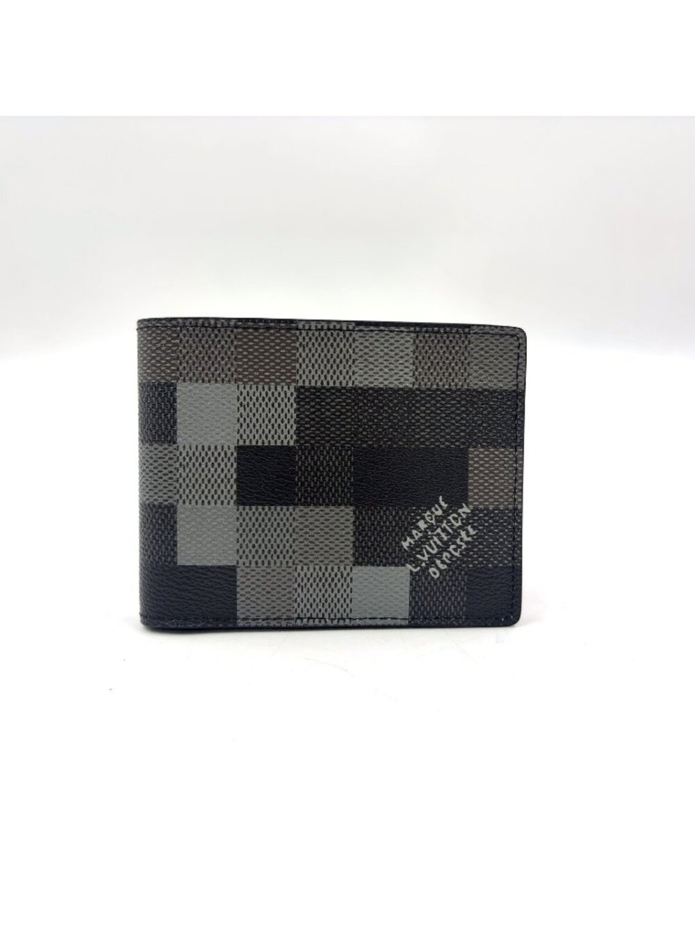 Louis Vuitton Portefeuille Calfskin Correspondence Leather Black Bifold Wallet